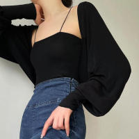 Elegante chal de punto fino de verano para mujer, chal de seda de hielo de manga larga de Color sólido, abrigo informal con protección solar - details 2