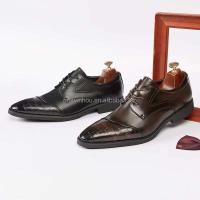 Zapatos de hombre hechos a mano con logo Dropshipping y zapatos de diseñador formales informales sólidos de goma de cuero Oxford para hombres - details 1