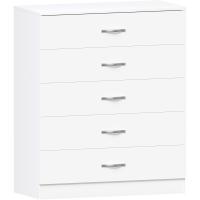 Cajónera de 5 Cajones de Metal con Tiradores y Rieles Soporte Exclusivo Antideinclinación para Cajón Muebles de Dormitorio Riano en Blanco - details 0