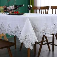 Mantel rectangular de tela americana de lino y algodón, estilo nórdico, estampado ENCE moderno, blanco - details 1