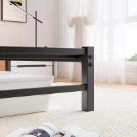 Marco de cama doble con estación de carga y luces LED, plataforma de metal resistente, marco de cama doble de 135 x 190 cm con cabecero de madera con almacenamiento, no necesita - details 24