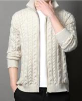 Chaqueta suéter corta gruesa para hombre, suéter cálido con cremallera ajustado informal y moderno, cárdigan de punto para hombre de otoño e invierno - details 3