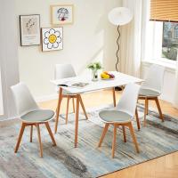 Pack de 4 Sillas Comedor Nórdicas, Sillas de Cocina Nórdicas con Patas de Madera Maciza de Haya, con Respaldo Ergonómico, Asiento Acolchado y Tapizado, Blanco - details 9