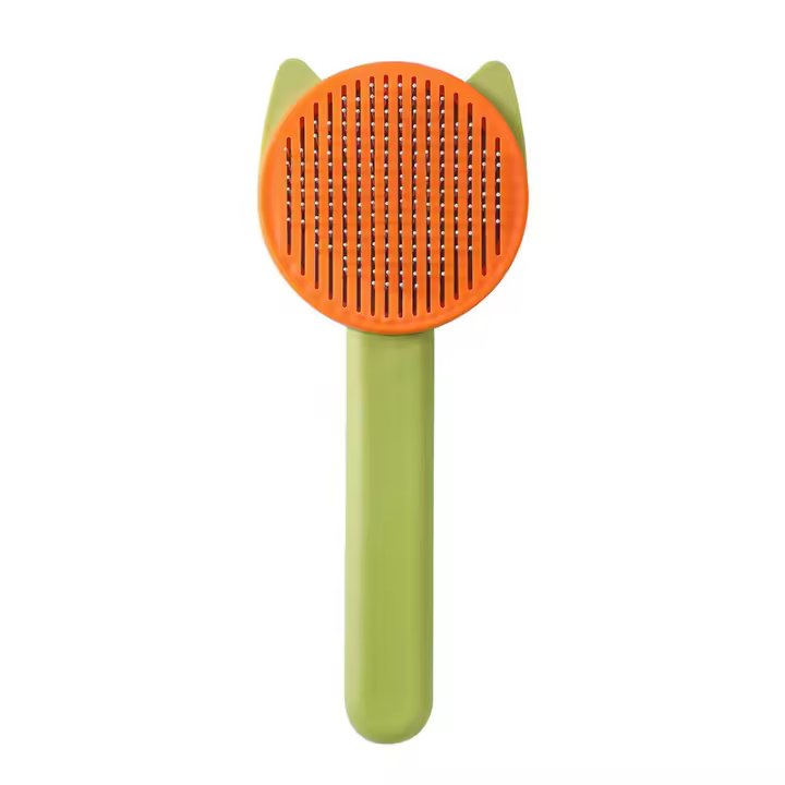 Cepillo para perros, cepillo para gatos, cepillo para mascotas, peine para gatos con mango, limpia el pelo de las mascotas con un clic, cepillo para el cuidado de las mascotas para eliminar el subpelo, la piel suelta y la suciedad - 1