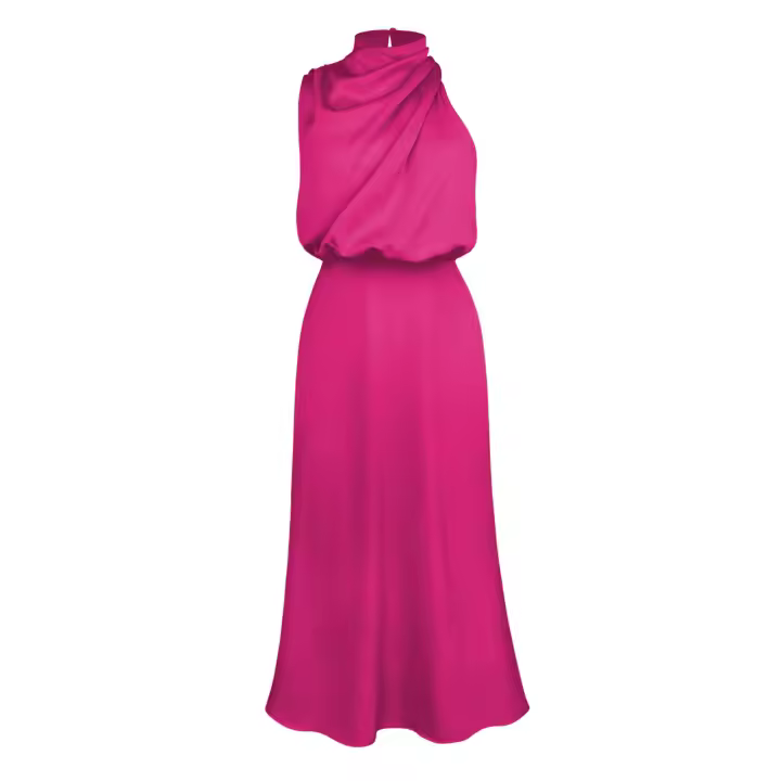 2025 Primavera Verano gran oferta nuevo estilo de gama alta vestido sin mangas de satén moda europea y americana elegante señora Light Eveni - 1