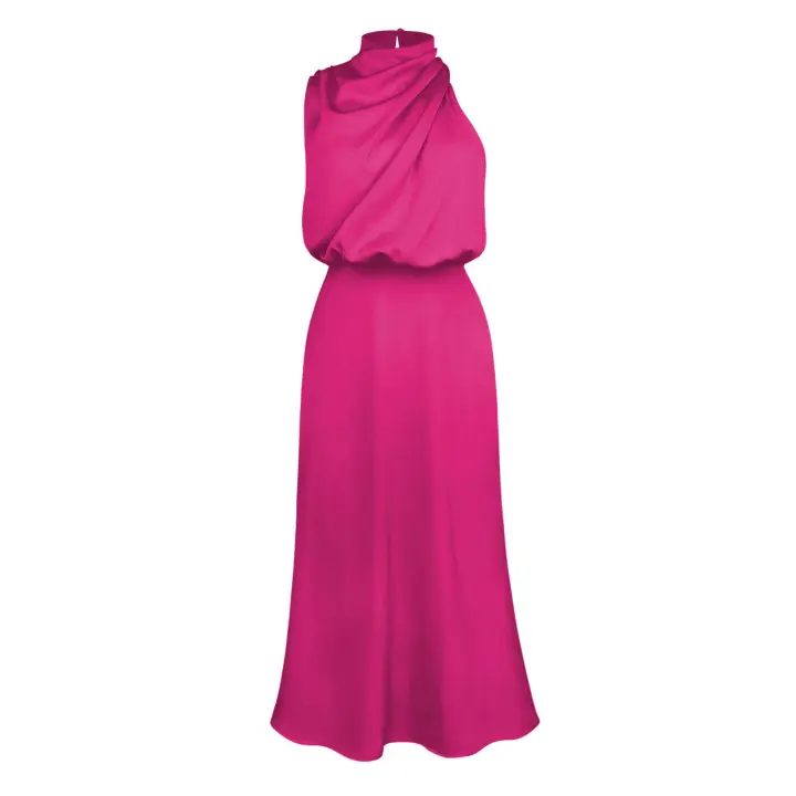 2025 Primavera Verano gran oferta nuevo estilo de gama alta vestido sin mangas de satén moda europea y americana elegante señora Light Eveni - 1