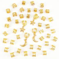 44 piezas de anillos para el cabello con diseño de estrellas y luna, huecos, para trenzas, dreadlocks, cuentas, bricolaje, clips metálicos para el cabello, tubos para trenzas. - details 2