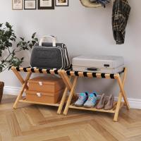 Soporte para Maleta Bambú Plegable con Estante Almacenamiento para Habitación Invitados, Dormitorio, Hotel, Resistente (Natural) - details 1