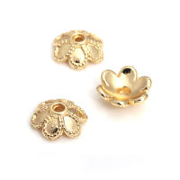 50 Uds. De cuentas redondas de latón de Color dorado de 18K, tapas de hojas de árbol y flores, suministros para hacer cuentas de joyería, accesorios Diy - details 13