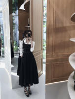 Vestido Vintage elegante Hepburn Sle para mujer, vestido elegante con cuello cuadrado, cintura plisada, falda larga ceñida, vestido coreano de verano - details 19