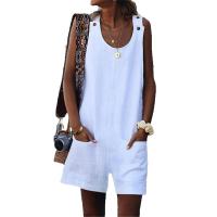 Mameluco sin mangas con bolsillo con botones para mujer, sin top de tubo, mameluco informal sin mangas con cuello redondo, monos de verano, ropa de mujer de moda para uso diario - details 6
