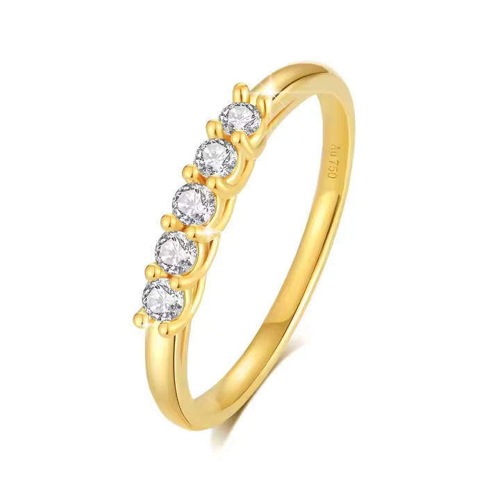 Anillo de Moissanita Oro Dorado 18K AU750 Hecho para Mujeres Joyería de Metal China - 1