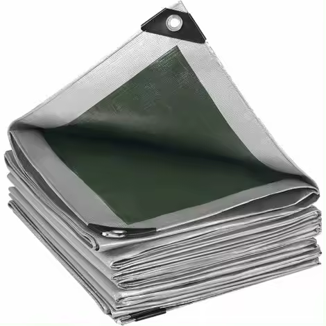 Sombra y toldos, cubierta de PE para piscina, 3x6m, impermeable y a prueba de roturas (gris/verde) - 1