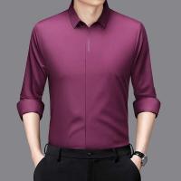 Nueva camisa informal de negocios de manga larga de Color sólido resistente a las arrugas cómoda para todas las estaciones Top versátil - details 13