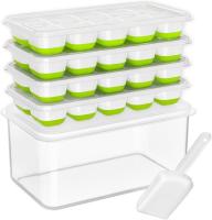 Bandeja para cubitos de hielo con tapa y contenedor Bandejas de cubitos de hielo de plástico de silicona para congelador con caja/contenedor Cubo helado para sopa, comida, cóctel, café - details 0