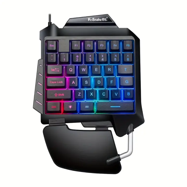 Teclado Mecánico Para Juegos De Una Mano, Retroiluminado RGB, Teclado De Juego Portátil Mini - 1