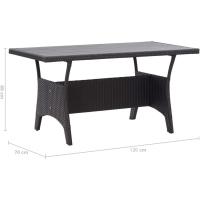Mesa de Jardín Patio Terraza Balcón Salón Sala de Estar Muebles Mobiliario Soporte Exterior Cocina Ratán Sintético Negro 120x70x66 cm - details 1