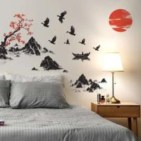Pegatinas de Pared de Paisaje Chino Estilo Decoración de Fondo de Sofá de Sala de Estar - details 2
