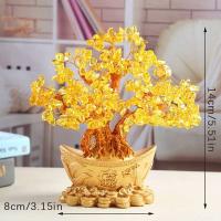 Árbol de Fortuna de Cristal Adorno de Oro Chino en Mesa Decoración Luminosa para Hogar y Oficina - details 5