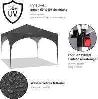 Gazebo-tienda de campaña para fiestas, Gazebo impermeable, protección solar, tela Oxford y marco de Metal, 3x3m, color gris - details 3