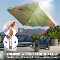 Terraza Exterior Sombrilla de 300x200 cm con Ángulo Ajustable Mástil de Aluminio Manivela - details 12