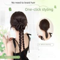 Peluca con moño de flores sintéticas, extensiones de cabello con Clip, trenza torcida, cola de caballo, moño rizado Natural y esponjoso - details 5