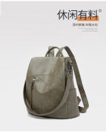 Mochilas de cuero suave para mujer, bolso de viaje impermeable, bolsos casuales para mujer, mochila antirrobo, estilo vintage, gran capacidad, color verde oscuro - details 7