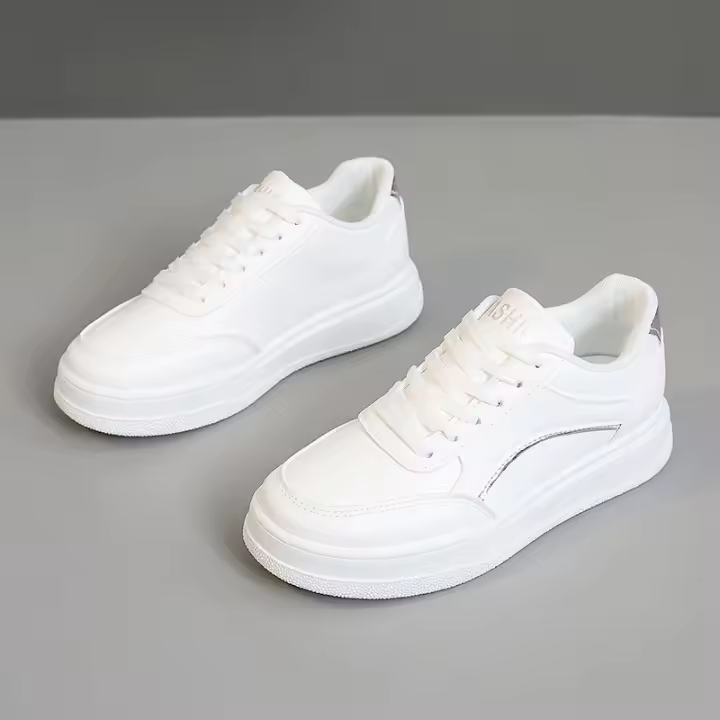 Nuevos Zapatos Blancos Transpirables, Zapatos Casuales Con Placa Base Delgada Que Aumentan - 1