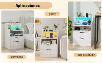 Rcynview Mesa de Noche de Madera Rectángula, Profundidad de 35cm, Ancho de 45cm, 2 Cajones, 2 Puertos USB, Ensamblaje Requerido - details 3