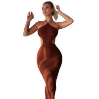 BUNO-estido de punto Nibber para mujer, vestido Sexy sin mangas con cuello Halter, parte de atrás bonita, vestido sin cintura, vestido ajustado elegante a la moda - details 15