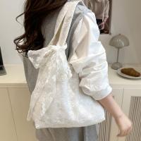 Bolso grande de mano, bolso de hombro de encaje, estilo coreano, Kawaii, bolso de lona Simple, bolso de tela Simple de gran capacidad, bolso de viaje - details 6