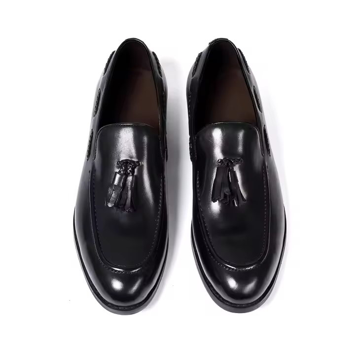 Zapatos casuales de un pedal con punta puntiaguda de piel de vaca genuina para hombres, zapatos de vestir. - 1