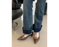 Nueva moda temperamento tacones altos de las mujeres de tacón grueso puntiagudo retro Mary Jane zapatos T-correa solo zapatos - details 26