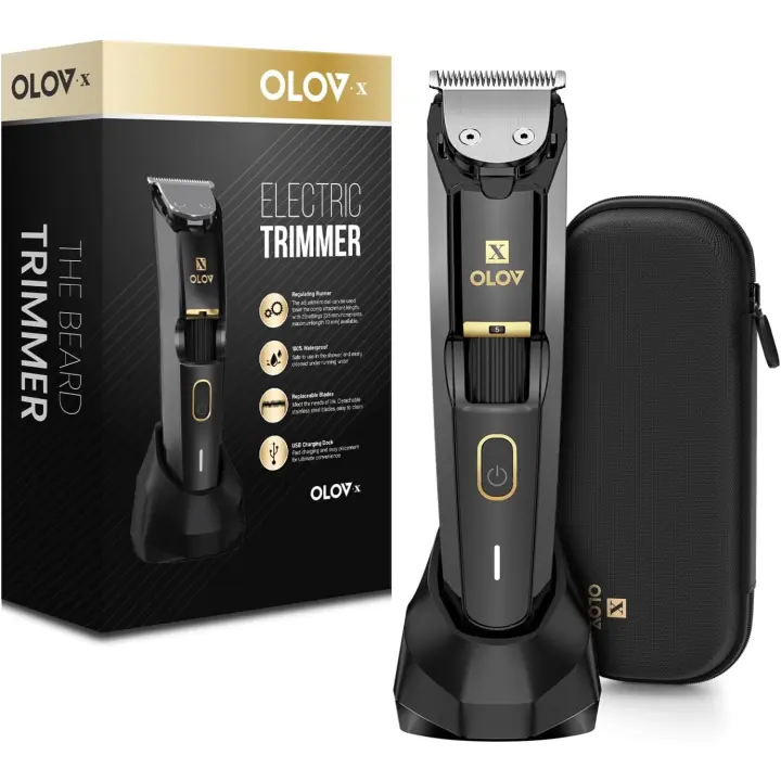 Cortapelos para Barba de Precisión Recargable, Ajustable, Impermeable Cuidado Facial Premium - 1