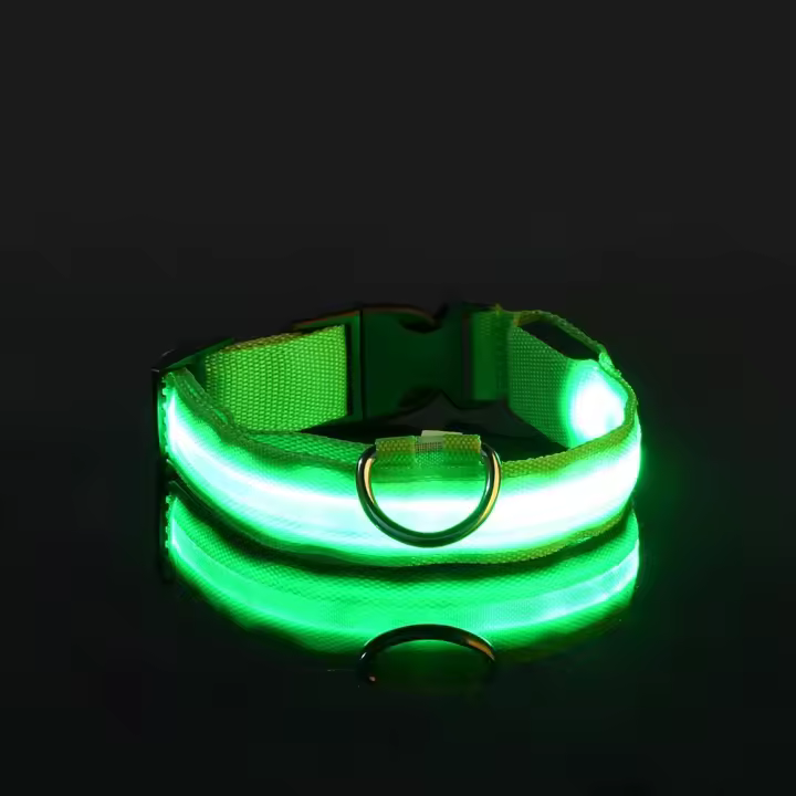 Correa LED de nailon para perro, Collar fluorescente luminoso de seguridad nocturna que brilla en la oscuridad - 1