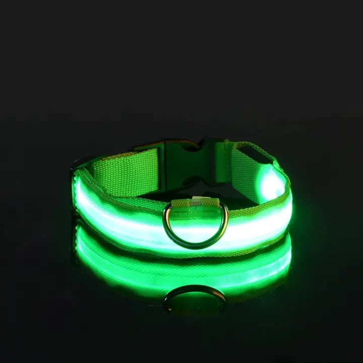Correa LED de nailon para perro, Collar fluorescente luminoso de seguridad nocturna que brilla en la oscuridad - 1