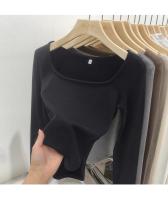 Camiseta ajustada de algodón para mujer, Top corto de manga larga, camiseta Sexy blanca Y2k para primavera y otoño - details 32