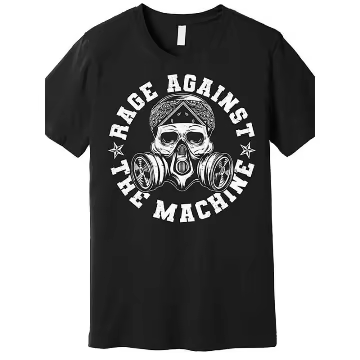 Rage Against The Machine Camiseta gráfica negra para hombre: manga corta, ajuste informal, cuello redondo, lavable a máquina, uso para todas las estaciones - 1