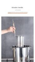 Embudo de acero inoxidable grueso, utensilios de cocina, mango de madera, colador de cesta para Pasta, cuchara colador de malla multifuncional para verduras - details 10