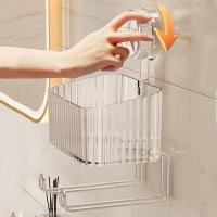 Caja de almacenamiento con ventosa de plástico, soporte de exhibición para diadema de gran capacidad, estante de almacenamiento para bandas para el cabello impermeable montado en la pared - details 4
