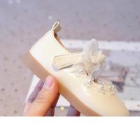 Zapatos de cuero para niñas pequeñas, zapatos planos de princesa para fiesta de boda, pajarita de encaje Mary Jane con cuentas, zapatos planos de primavera 2025 para niños, novedad - details 14
