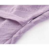 Vacaciones francesas con cuello en V, borde de volantes, vestido de manga corta con cintura y delgado, el vestido morado suave es versátil - details 8
