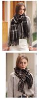 Bufanda nueva bufanda cálida gruesa de longitud media para mujer chal a cuadros con borlas de invierno - details 8