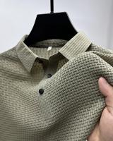 polos hombre manga corta ropa hombre día del padreVerano Nuevo Hombre Lop-up Hollow Polo de manga corta Camiseta Ice Silk Transpirable Negocios Moda Camiseta Hombre Marca Ropa - details 13