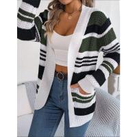 Suéteres estampados a rayas para mujer, cárdigan de moda de otoño - details 1