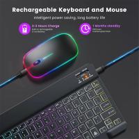 Teclado y ratón inalámbricos RGB retroiluminado, Kit combinado de teclado y ratón Bluetooth recargable, color negro, 10 pulgadas - details 3