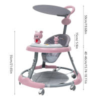 Andador plegable con música para bebé, coche de juguete ajustable, color rosa - details 2