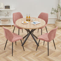 Mesa redonda nórdica de madera maciza con tapa de madera y marco de acero, mesas de centro, sala de estar, oficina, muebles para el hogar, 100CM - details 6