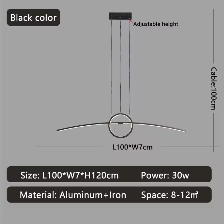 NEO Gleam-Lámpara Led minimalista para decoración del hogar, candelabro moderno de color negro y dorado para comedor, cocina y Bar - 1