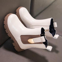 Botas de goma antideslizantes para niñas, botines clásicos de piel cálida, con cremallera, estilo Chelsea, a la moda, para Otoño e Invierno - details 3